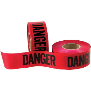 Safety Barricade Tape, 3" x 1000', Danger, Red