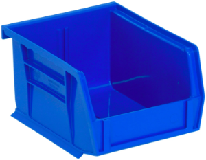 Plastic Stackable Bins, 5 3/8 x 4 1/8 x 3", Blue