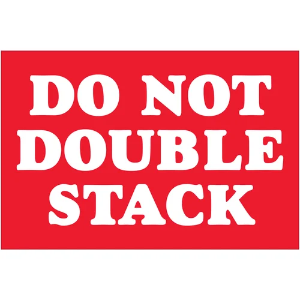 "Do Not..." Shipping Labels - Do Not Double Stack, Red, 2 x 3"