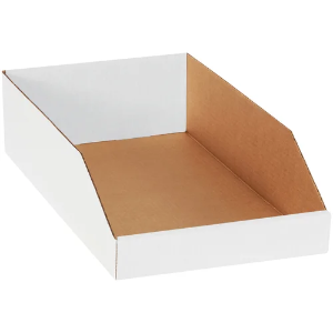 Corrugated Bin Boxes, 10 x 18 x 4 1/2", White