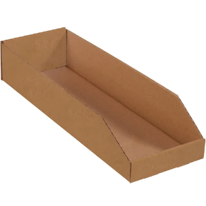 Corrugated Bin Boxes, 8 x 24 x 4 1/2", Kraft