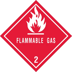 D.O.T. Hazard Labels - Flammable Gas - 2, 4 x 4"