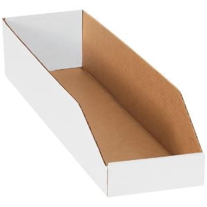 Corrugated Bin Boxes, 6 x 24 x 4 1/2", White