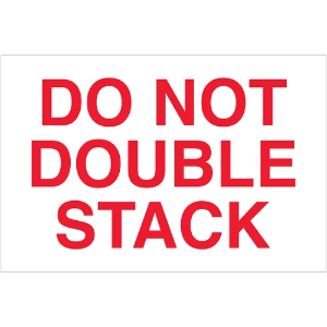 "Do Not..." Shipping Labels - Do Not Double Stack, White / Red, 2 x 3"