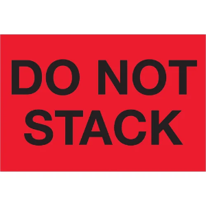 "Do Not..." Shipping Labels - Do Not Stack, Red, 2 x 3"