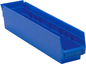 Plastic Shelf Bins, 4 1/8 x 17 7/8 x 4", Blue