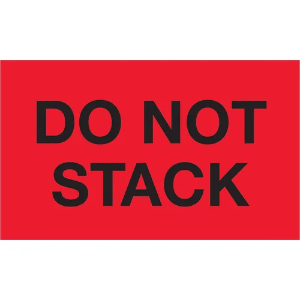 "Do Not..." Shipping Labels - Do Not Stack, Red, 3 x 5"