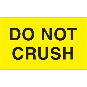 "Do Not..." Shipping Labels - Do Not Crush, Yellow, 3 x 5"