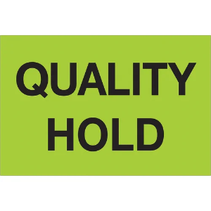 Inventory Control Labels, "QUALITY HOLD", 2 x 3", Fluorescent Green