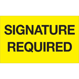 Receiving Labels - Signature Required, Yellow, 3 x 5"