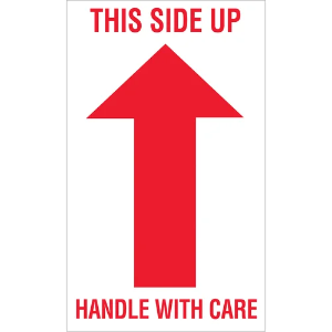 Arrow Shipping Labels - This Side Up Handle with Care, 3 x 5"