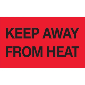 Receiving Labels - Keep Away From Heat, Red, 3 x 5"