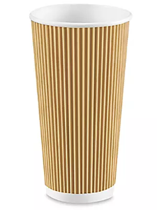 Ripple Hot Beverage Cups, 20 oz., Kraft / White
