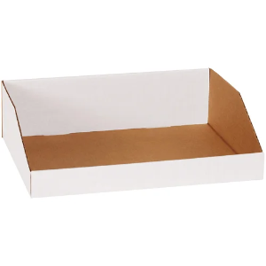 Corrugated Bin Boxes, 16 x 12 x 4 1/2", White