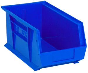 Plastic Stackable Bins, 14 3/4 x 8 1/4 x 7", Blue