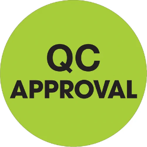 Circle Inventory Control Labels, "QC APPROVAL", 2", Fluorescent Green