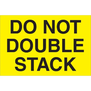 "Do Not..." Shipping Labels - Do Not Double Stack, Yellow, 3 x 5"