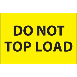 "Do Not..." Shipping Labels - Do Not Top Load, Yellow, 2 x 3"