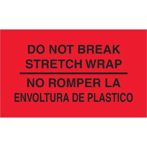 Bilingual Shipping Labels - Do Not Break Stretch Wrap, 3 x 5", Red