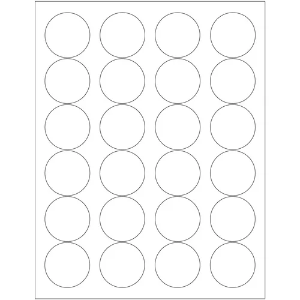 Circle Laser Labels - White, 1 2/3"