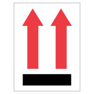 Arrow Shipping Labels - Red Arrows Over Black Bar, 3 x 4"