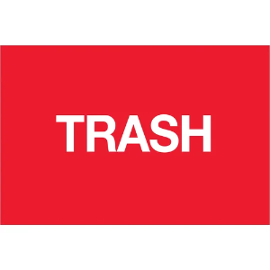 Disposal / Trash Labels, "TRASH", 2 x 3", Fluorescent Red