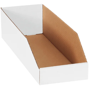 Corrugated Bin Boxes, 6 x 18 x 4 1/2", White