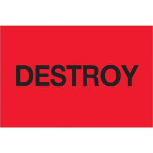 Inventory Control Labels, "DESTROY", 2 x 3", Fluorescent Red