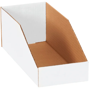 Corrugated Bin Boxes, 5 x 12 x 4 1/2", White