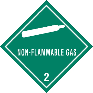 D.O.T. Hazard Labels - Non-Flammable Gas - 2, 4 x 4"