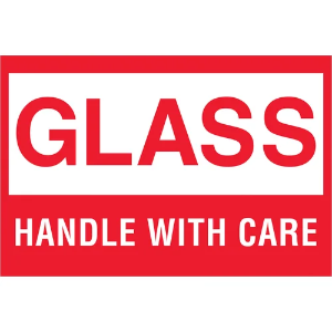 Fragile Shipping Labels - Glass | Handle With Care, Red / White, 2 x 3"