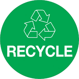 Disposal / Trash Circle Labels, "RECYCLE", 3", Green