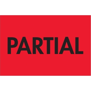 Handling Labels - Partial, Fluorescent Red, 2 x 3"
