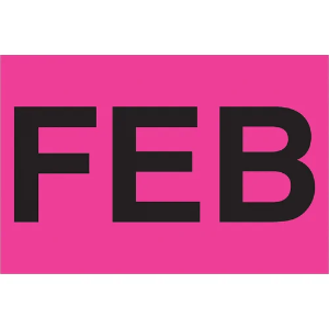 Months of the Year Labels, "FEB", 3 x 6", Fluorescent Pink