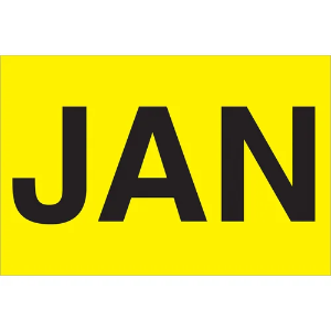 Months of the Year Labels, "JAN", 3 x 6", Fluorescent Yellow