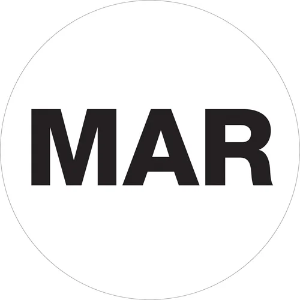 Circle Months of the Year Labels, "MAR", 2", White