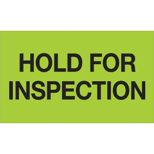 Receiving Labels - Hold for Inspection, Green, 3 x 5"