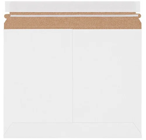 Side Loading StayFlats Lite Mailers, 8 x 6", White, Peel and Seal