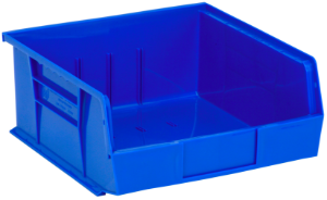 Plastic Stackable Bins, 10 7/8 x 11 x 5", Blue