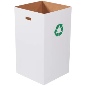 Corrugated Trash Can, 50 Gallon, Recycle Logo