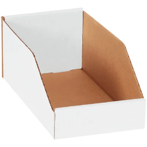 Corrugated Bin Boxes, 6 x 12 x 4 1/2", White