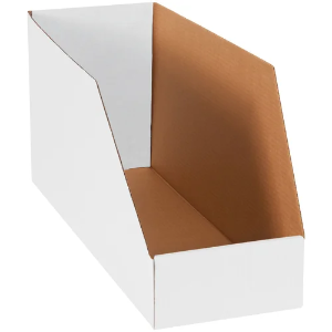 Jumbo Corrugated Bin Boxes, 8 x 24 x 12", White