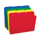 Plastic File Folders, Assorted Colors, 1/3 Cut Tabs, 24 / Box