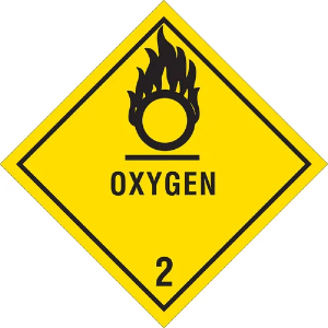 D.O.T. Hazard Labels - Oxygen - 2, 4 x 4"