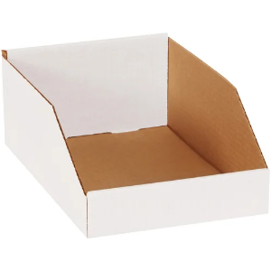 Corrugated Bin Boxes, 8 x 12 x 4 1/2", White