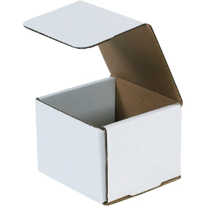 4 3/8 x 4 3/8 x 3 1/2" White Corrugated Mailer Boxes