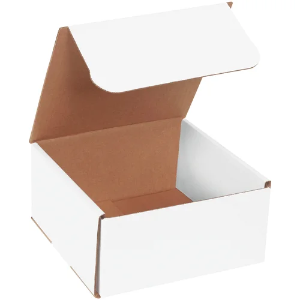 8 x 8 x 4" White Corrugated Mailer Boxes