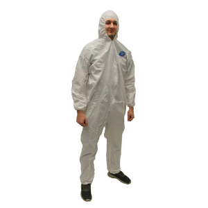 Deluxe Elastic Coverall with Hood - White, Medium