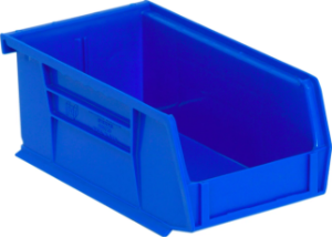 Plastic Stackable Bins, 7 3/8 x 4 1/8 x 3", Blue