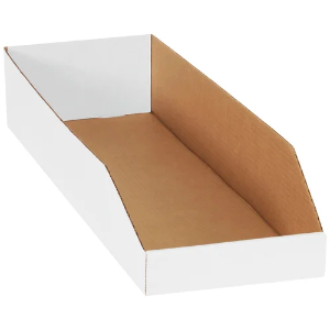Corrugated Bin Boxes, 8 x 24 x 4 1/2", White